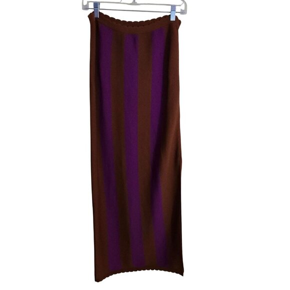 Anthropologie NWT Mandy Stripe Orange Purple Midi Skirt Strapless Top Set Size M - Picture 3 of 16
